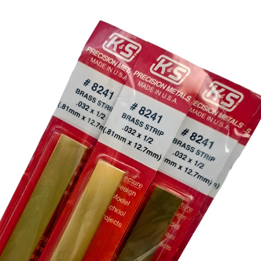 .032 x 1/2 Brass Strips, 10 Pieces