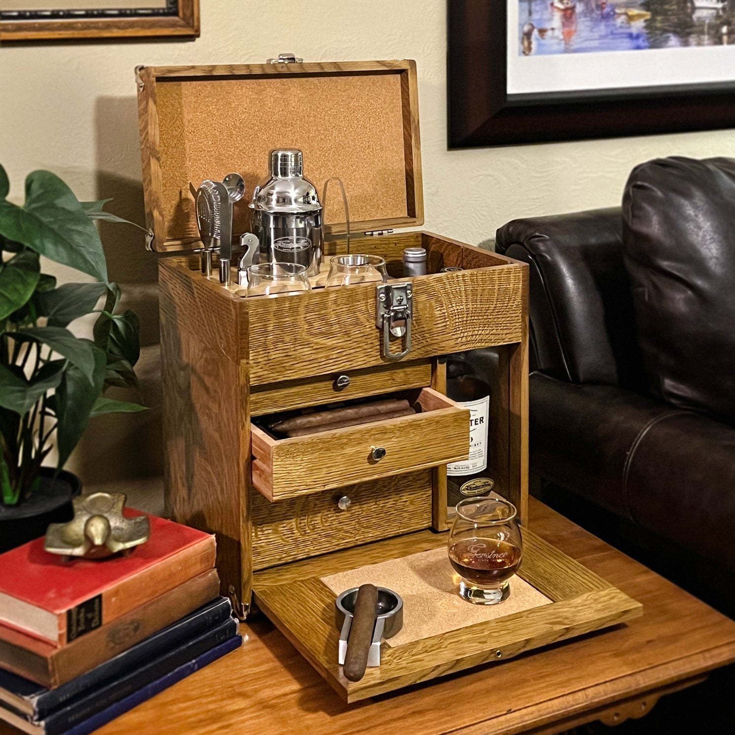 Gerstner USA Aficionado Travel Bar with Cutting Board