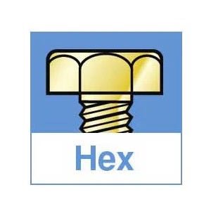 Hex Screws, Package of 25, 00 - 90 x 1/8
