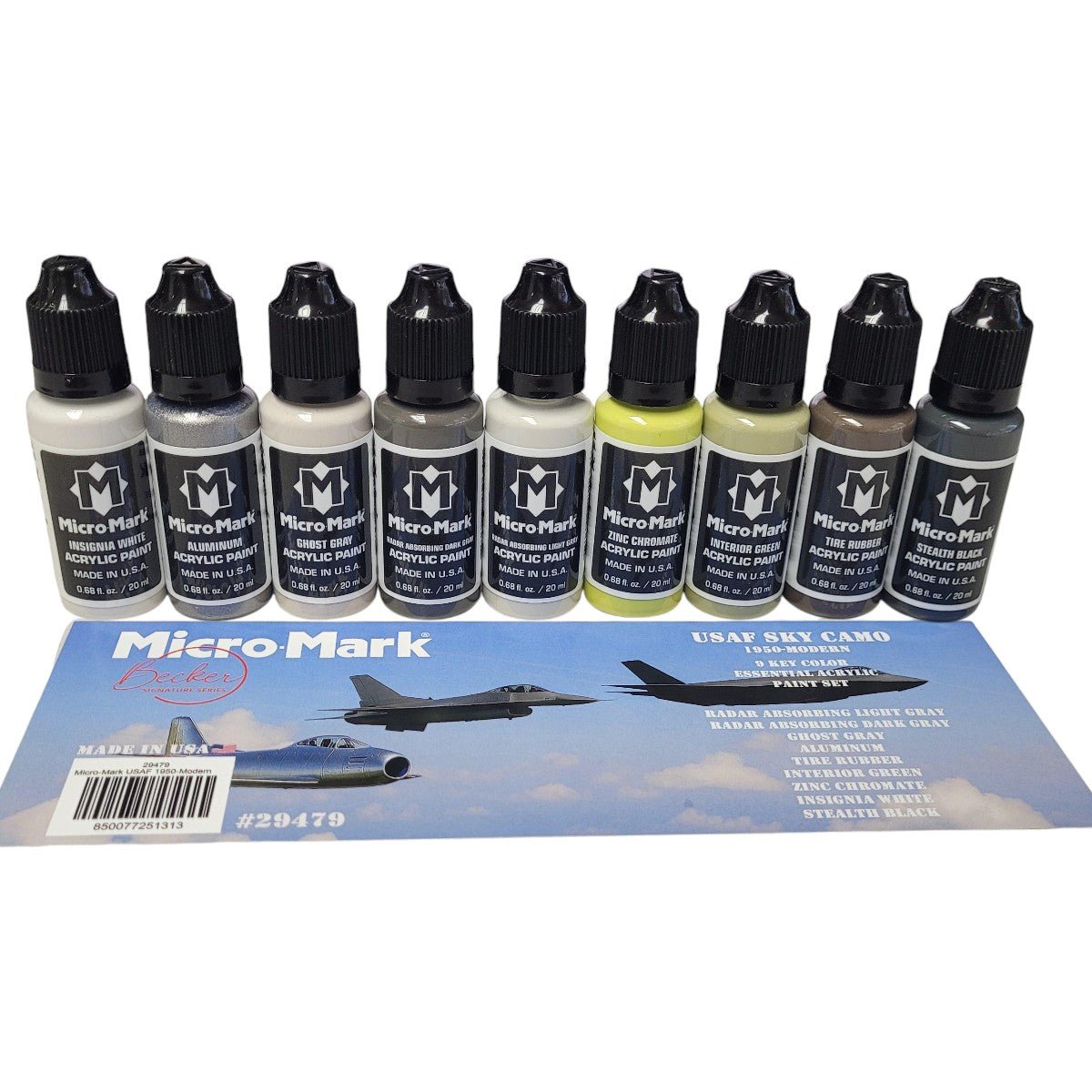 Micro - Mark USAF 1950 - Modern Sky Camo Acrylic Paint Set, 9pc