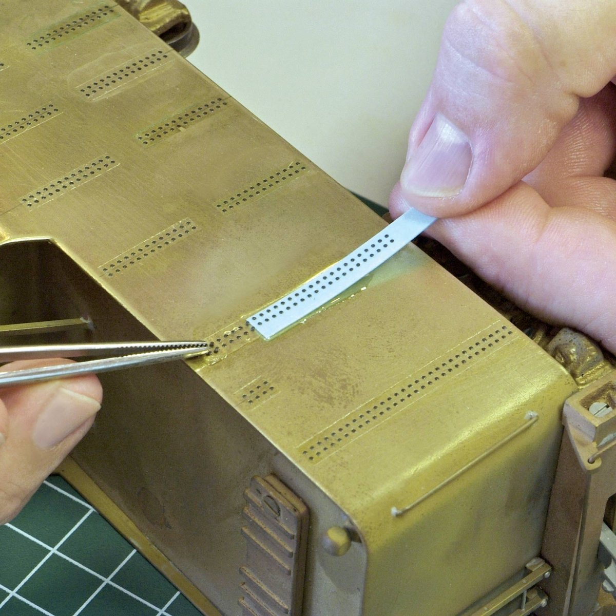 O scale decals with raised 3D rivets and other surface details