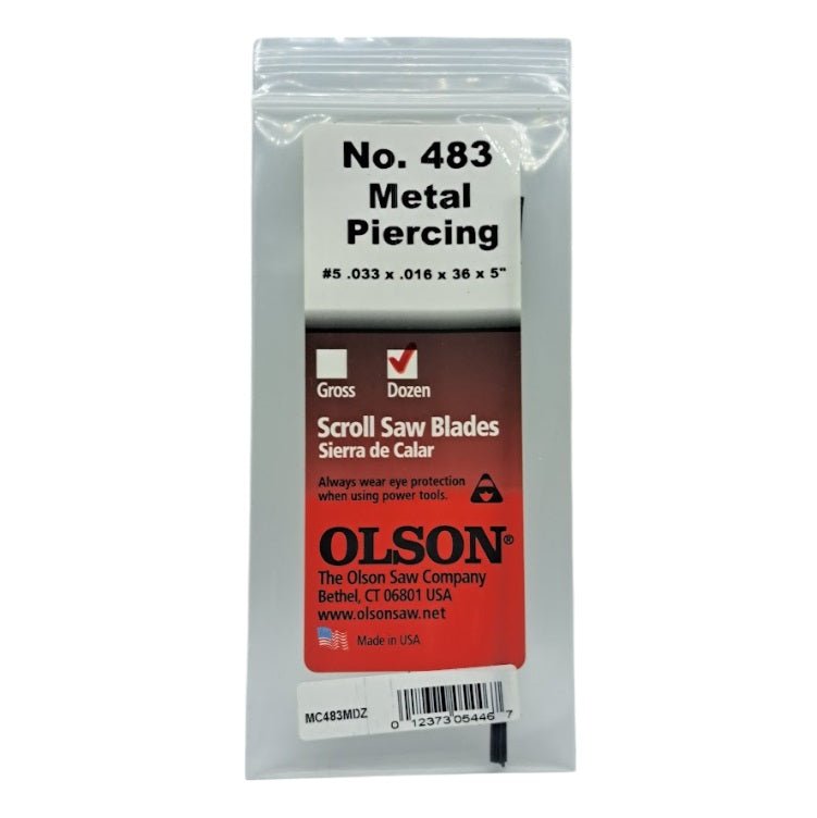 Olson® Metal Piercing Jewelers Saw Blades .033 x .016 x 36 TPI Plain