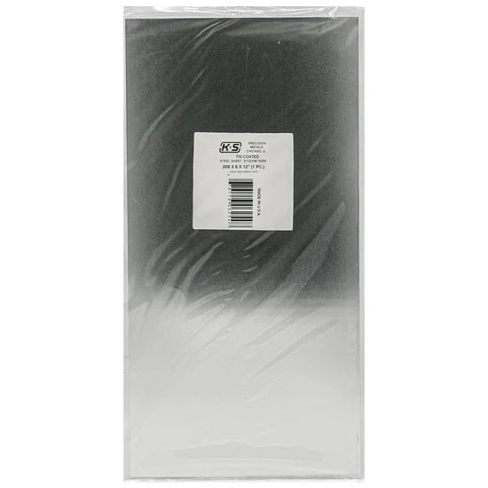 Tin Coated Carbon Steel Sheet, 4" x 10" x .008" (Pkg. of 6)