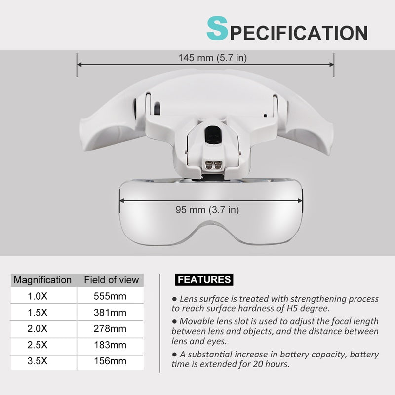 Zoom Hands - Free Magnifier with LED Light